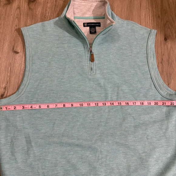 Oxford Golf Vest Mens L Blue 1/4 Zip Pullover Cotton Blend Outdoor Casual Preppy - Picture 5 of 14